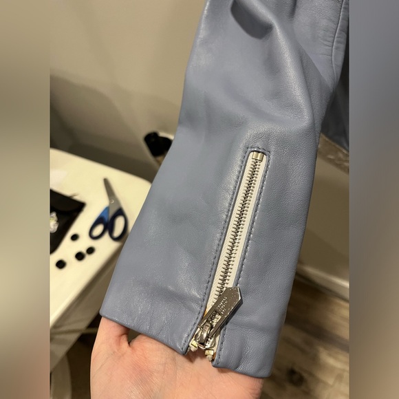 Silver & Blue Leather Racing Jacket - Picture 5 of 9